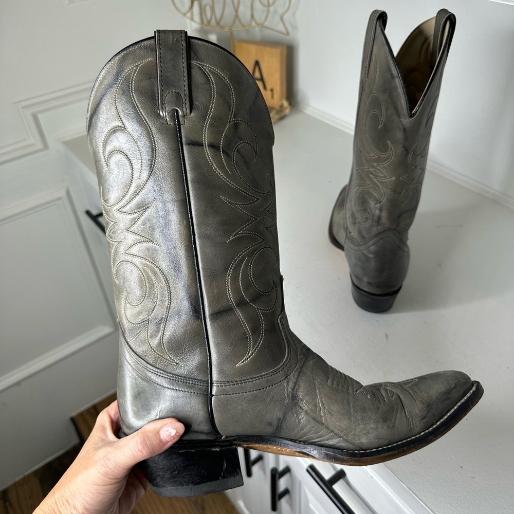 **SOLD**Acme Vintage Marbled Smoky Gray Western Cowboy Boots – Size Men's 8D - Picture 6 of 8